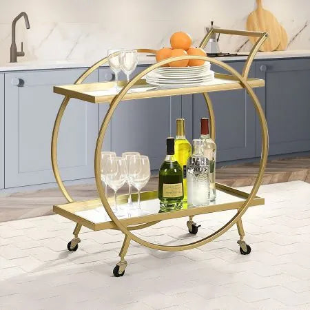 Vintage Gold & Mirror Glass Bar Trolley Cart Hire