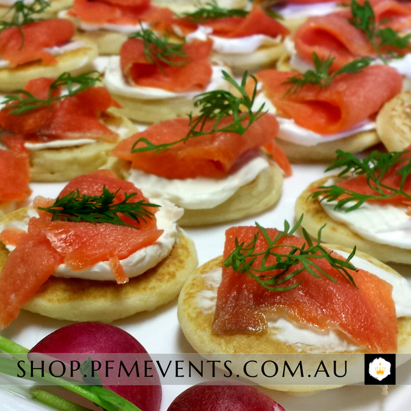 Smoked Salmon Blinis Platter Launch Event Melbourne Weddings