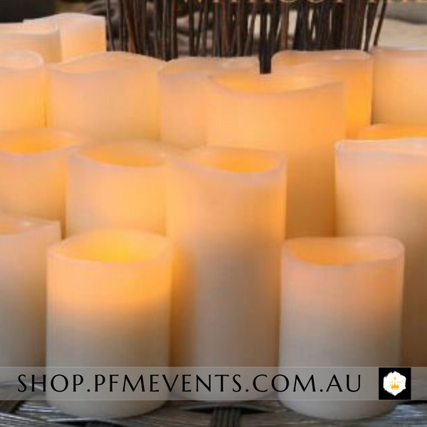 LED Event Pillar Candles - Hire Launch Event Melbourne Weddings
