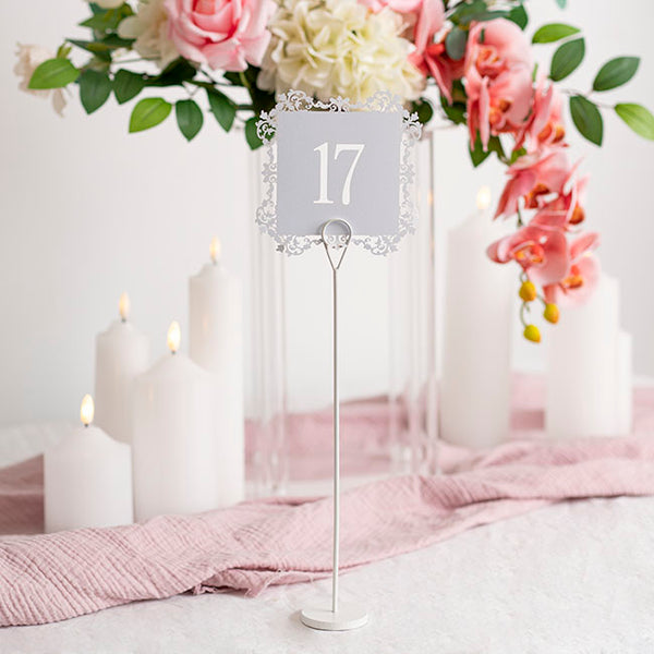 Hawthorn White 30cm Name Card Table Number Sign Holder, Set of 6 - Hire