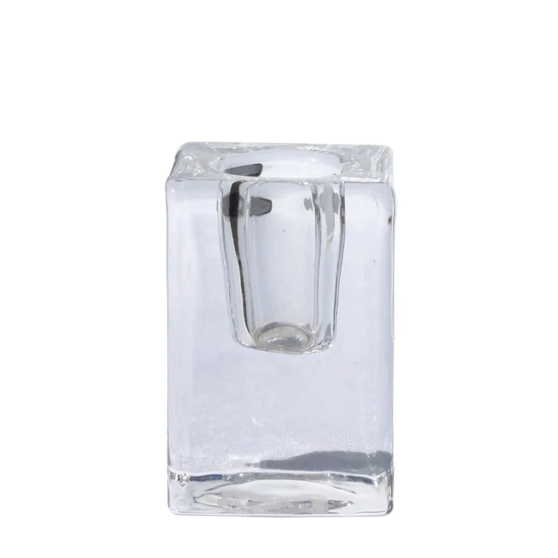 Clear Glass Cube Taper Candle Holder