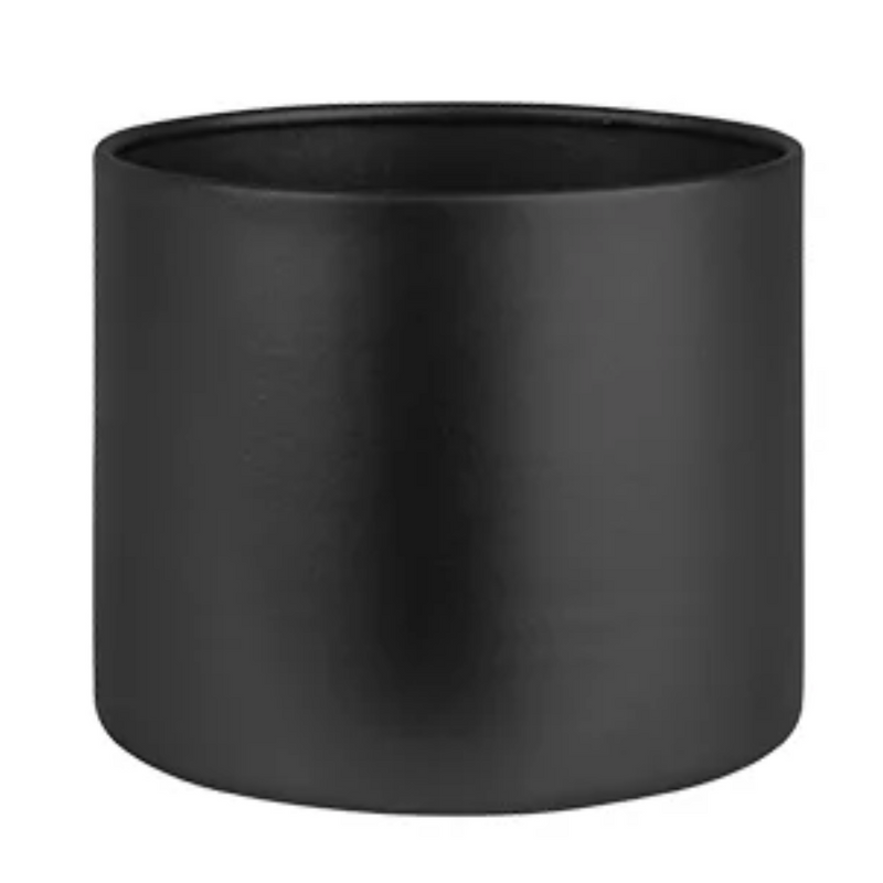 Large Cylinder Matt Black Metal Vase Hire - 33cm