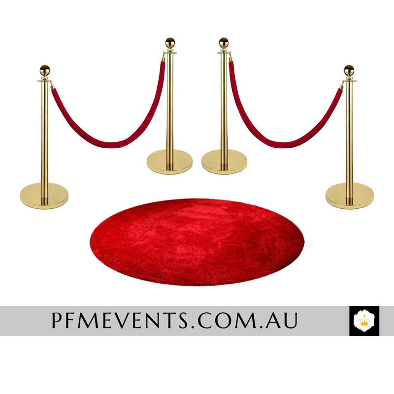 Gold Black Bollards & Ropes - Hire Package - PFM - Events & Catering